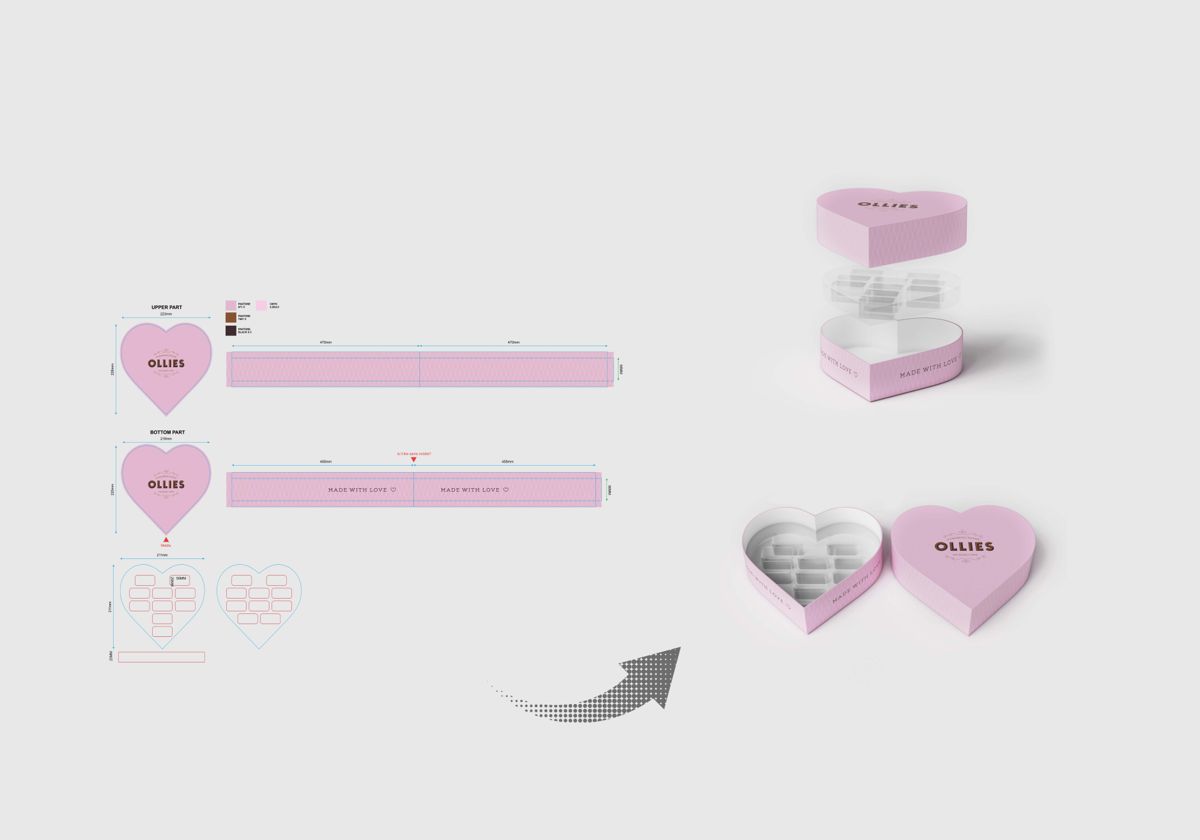 Ollies heart box retail packaging